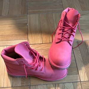 Timberland Pink and Yellow Waterproof Boots